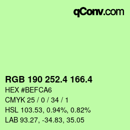 カラーコード: RGB 190 252.4 166.4 | qconv.com