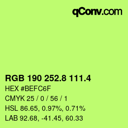 カラーコード: RGB 190 252.8 111.4 | qconv.com