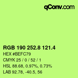カラーコード: RGB 190 252.8 121.4 | qconv.com