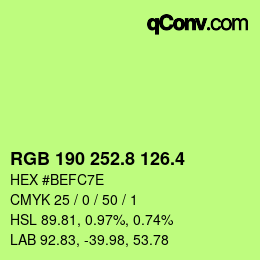 カラーコード: RGB 190 252.8 126.4 | qconv.com