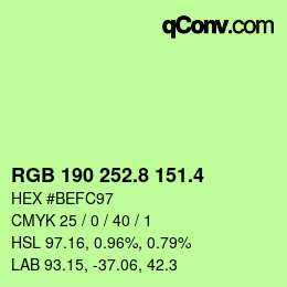カラーコード: RGB 190 252.8 151.4 | qconv.com