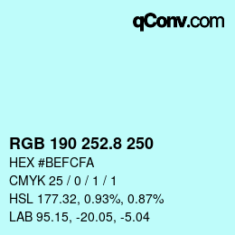 Color code: RGB 190 252.8 250 | qconv.com