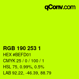 Color code: RGB 190 253 1 | qconv.com