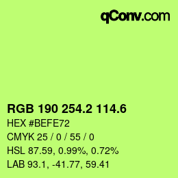 カラーコード: RGB 190 254.2 114.6 | qconv.com