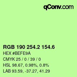 カラーコード: RGB 190 254.2 154.6 | qconv.com