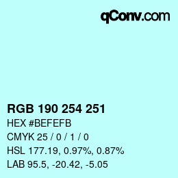 Color code: RGB 190 254 251 | qconv.com