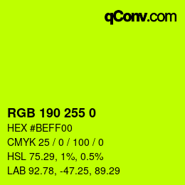 Color code: RGB 190 255 0 | qconv.com