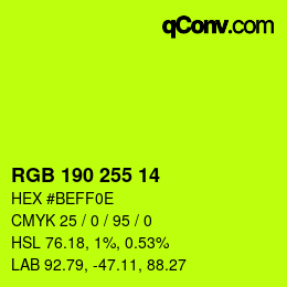 Color code: RGB 190 255 14 | qconv.com
