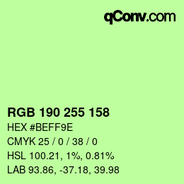 Color code: RGB 190 255 158 | qconv.com