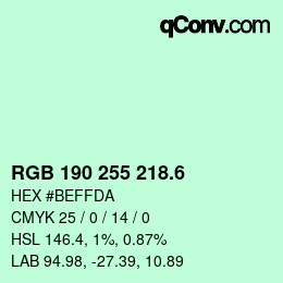 カラーコード: RGB 190 255 218.6 | qconv.com