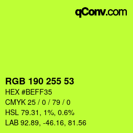 カラーコード: RGB 190 255 53 | qconv.com