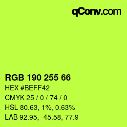 Code couleur: RGB 190 255 66 | qconv.com
