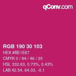 Color code: RGB 190 30 103 | qconv.com