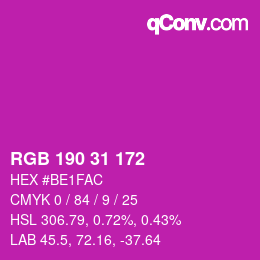 Color code: RGB 190 31 172 | qconv.com