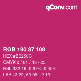 Código de color: RGB 190 37 108 | qconv.com