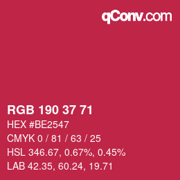 Color code: RGB 190 37 71 | qconv.com