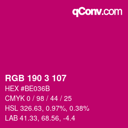 Color code: RGB 190 3 107 | qconv.com
