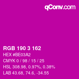 Color code: RGB 190 3 162 | qconv.com