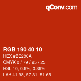 Farbcode: RGB 190 40 10 | qconv.com