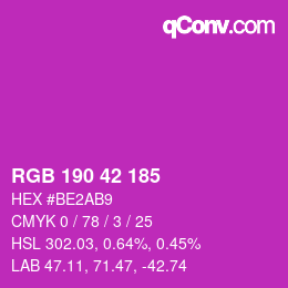 カラーコード: RGB 190 42 185 | qconv.com