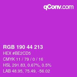Color code: RGB 190 44 213 | qconv.com