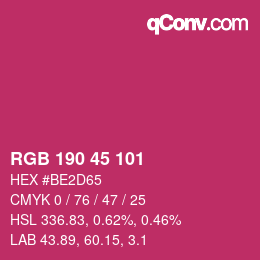 カラーコード: RGB 190 45 101 | qconv.com