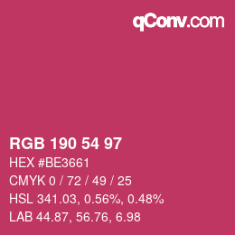 カラーコード: RGB 190 54 97 | qconv.com