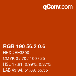 カラーコード: RGB 190 56.2 0.6 | qconv.com
