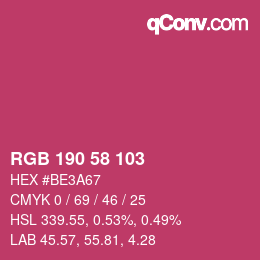 Color code: RGB 190 58 103 | qconv.com