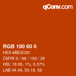 颜色代码: RGB 190 60 0 | qconv.com