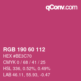 Color code: RGB 190 60 112 | qconv.com
