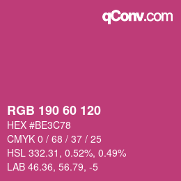 颜色代码: RGB 190 60 120 | qconv.com