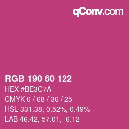 颜色代码: RGB 190 60 122 | qconv.com