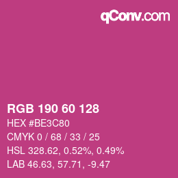 颜色代码: RGB 190 60 128 | qconv.com