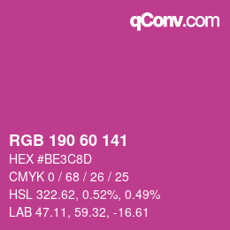 颜色代码: RGB 190 60 141 | qconv.com