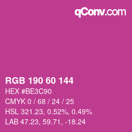 Color code: RGB 190 60 144 | qconv.com