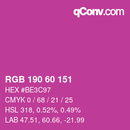 Color code: RGB 190 60 151 | qconv.com