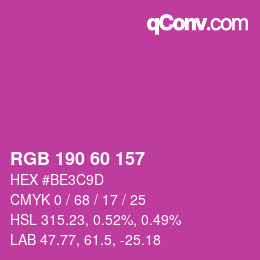 颜色代码: RGB 190 60 157 | qconv.com