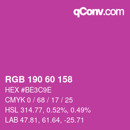 颜色代码: RGB 190 60 158 | qconv.com