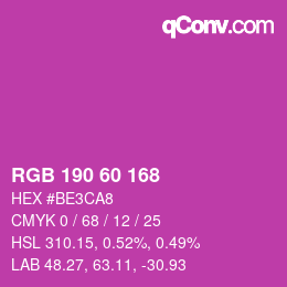 颜色代码: RGB 190 60 168 | qconv.com