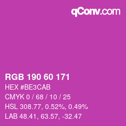 颜色代码: RGB 190 60 171 | qconv.com