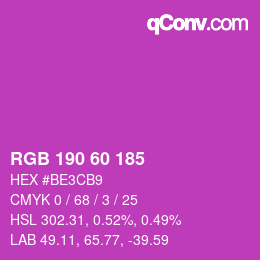 颜色代码: RGB 190 60 185 | qconv.com
