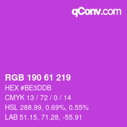 Color code: RGB 190 61 219 | qconv.com