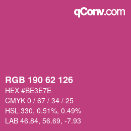 Color code: RGB 190 62 126 | qconv.com