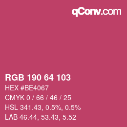 Color code: RGB 190 64 103 | qconv.com