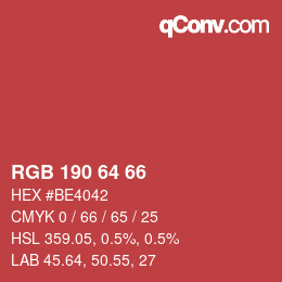 Código de color: RGB 190 64 66 | qconv.com