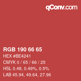 Color code: RGB 190 66 65 | qconv.com