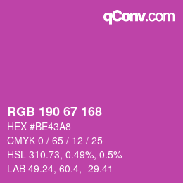颜色代码: RGB 190 67 168 | qconv.com