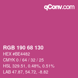 Color code: RGB 190 68 130 | qconv.com