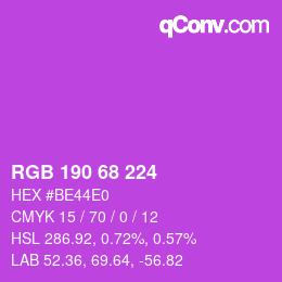 Color code: RGB 190 68 224 | qconv.com